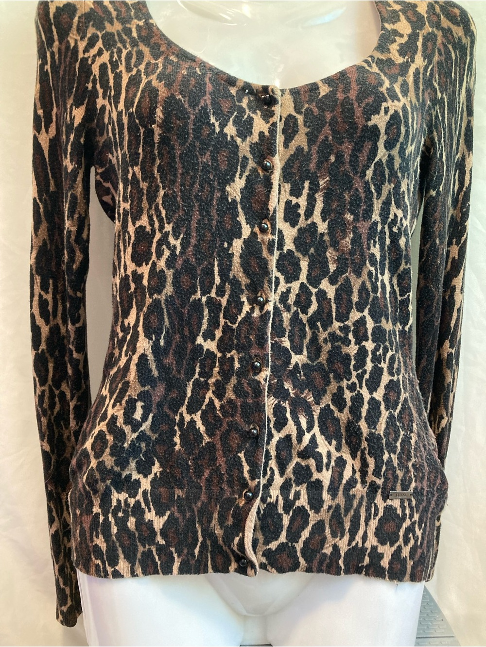Guess Leopard Print Y2K Brown Long Sleeve Size Small